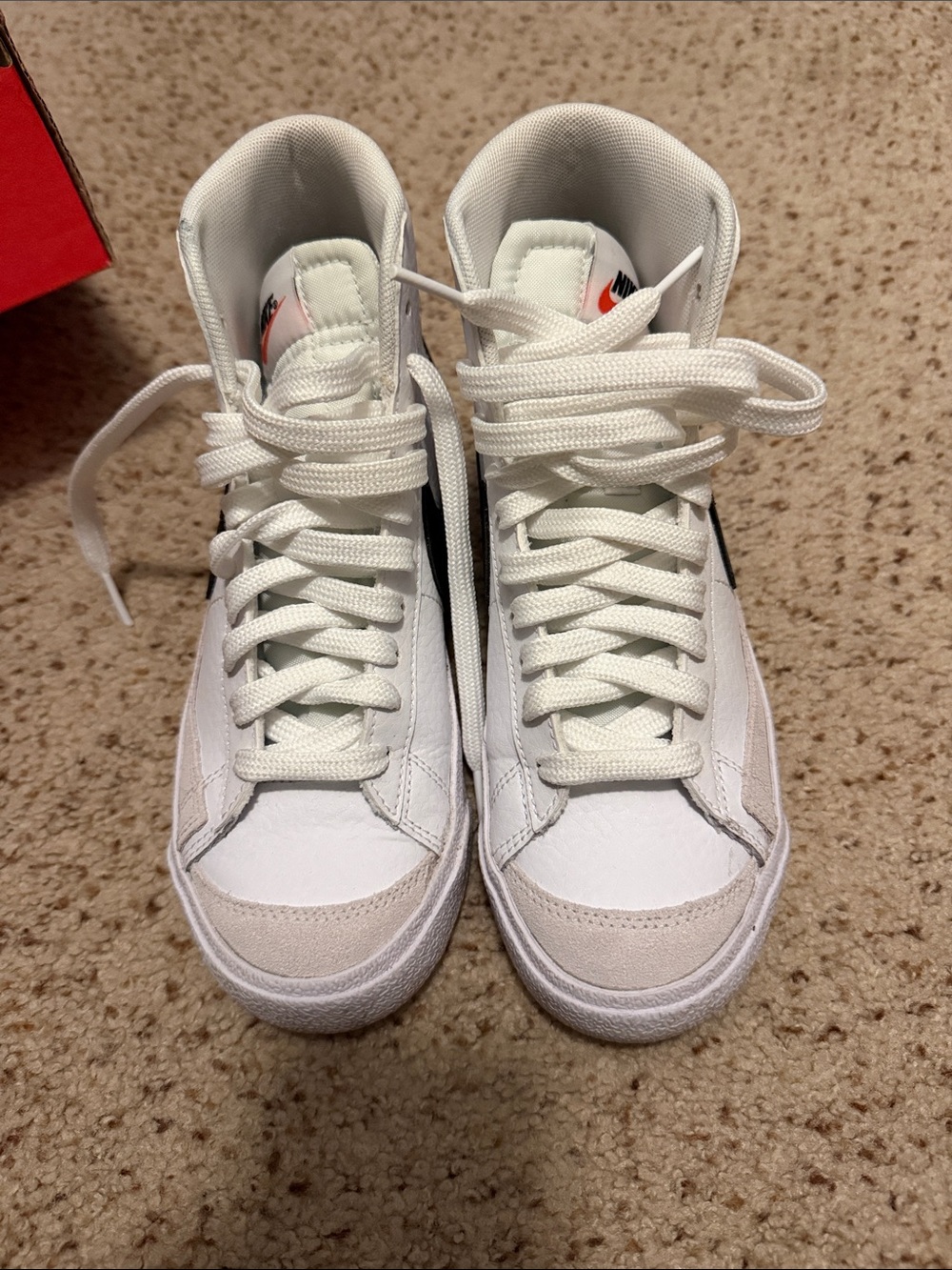 Big Kids Nike White Black High-Top Sneakers